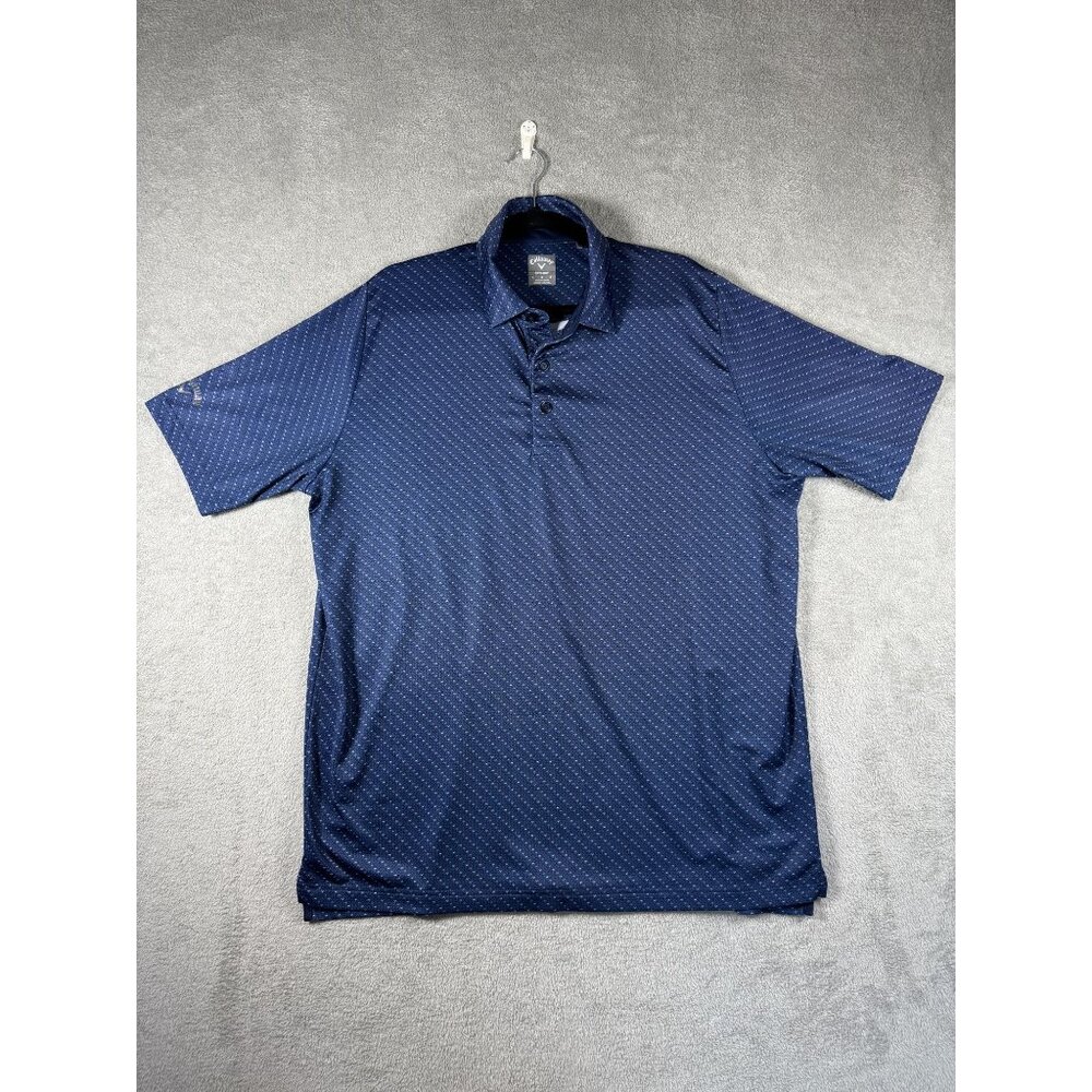 CALLAWAY OPTI-DRI GOLF GOLFCORE MENS TECHNICAL PATTERN LIGHTWEIGHT POLO LARGE